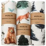 3 Pack Baby Muslin Swaddle Blankets Gender Neutral Large Swaddles for Newborn Baby Boys or Girls Light Receiving Blankets Newborn Infant Essentials for Mom (Woodland)