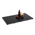 GOBAM Extra Large Bamboo Shower Mat Bath Mat for Bathtub Spa Relaxation, Non-Slip Bathroom Floor Mat for Indoor or Outdoor, 31.50 x 18.35inches, Black