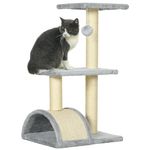 PawHut Cat Tree Tower for Indoor Cats, 72cm Climbing Activity Centre w/Sisal Scratching Post, Pad, Arc Perch, Hanging Ball, Toy - Light Grey