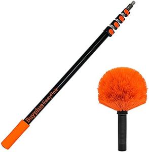 Cobweb Duster with Extension Pole - Spider Web Cleaning Brush Outdoor, 3 to 12 Foot Aluminum Telescopic Dusting Remover for High Ceiling Fans, Corners, Outside