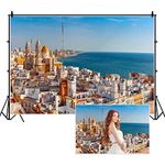 Leyiyi 6x4ft Spain Cadiz Coastal Landscape Backdrop for Photography Seaside View of The Old City Photo Background Andalucia Panoramic Bridal Wedding Trip Baby Shower Video Shoot Studio Props