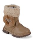 PASSION PETALS PU Winter Boots with Side Rhinestones Kids Baby Girls Boots for Your Kids for Comfortable Wear(Brown,3.5 Years-4 Years)