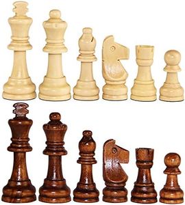 ASNEY Wooden Chess Pieces, Tournament Staunton Wood Chessmen Pieces Only, 3.15" King Figures Chess Game Pawns Figurine Pieces, Includes Storage Bag