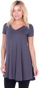 Popana Womens Short Sleeve Summer Tunic Tops to Wear with Leggings Loose Fit Plus Size Made in USA 2X Slate