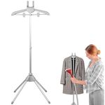 FALESOUL Iron Steam Stand, Standing fabric steamer coat hanger, Aluminium Alloy Height Adjustable Handheld Clothes Steamer Stands, Steam ironing machine Accessories for Home Steam Ironing (Grey)