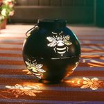 Festive Lights 19cm Solar Powered Bee Décor Garden Lantern - Outdoor White, Warm White, Colour Changing LED Hanging or Freestanding Laser Cut Decorative Light