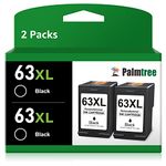 Palmtree Remanufactured Ink Cartridge Replacement for HP 63 XL 63XL for HP Envy 4520 4512 Officejet 3830 4650 5258 5255 4655 3833 Deskjet 1112 3631 Printer (2 Black)