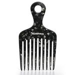 MANETURAL14MX Hair Pick for Curly Hair, Mustache and Beard Comb for Men, Wide Tooth Comb for Curls, Afro Pick, 5.5 inches (Black, 1 PACK)