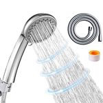 Shower Head,CUCM High Pressure 4 Spray Settings with Hose Adjustable Massage Spa Hand Held Showerhead with 1.5M Hose,Chrome