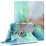 Fintie Rotating Case for iPad Air 11-inch M2 (2024), iPad Air 5th Generation (2022) / Air 4th Gen (2020) 10.9 Inch with Pencil Holder - 360 Degree Rotating Protective Stand Cover, Emerald Marble