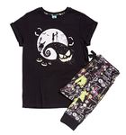 TruffleShuffle Women's The Nightmare Before Christmas Pyjamas Back | 100% Cotton | Perfect for 80s Movie Fans Black/Charcoal