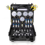 Hydraulic Pressure Test Kit, 5 Gauges (10/100/250/400/600bar) Max 10000psi / 60mpa 13 Test Couplings 14 Tee Connectors 5 Test Hoses w/Sturdy Portable Carrying Case for Excavator Construction Machinery