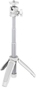 Mini Portable Camera Tripod, for iPhone/Samsung/Google Smartphone Clamp/Action Cam, Lightweight, White Handle Travel Tripod, 1/4" Screw Mini Vlog Camera Table Tripod Photography Accessories