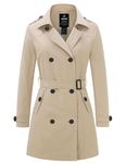 Wantdo Women's Breathable Windbreaker Long Trench Coat Khaki,Medium