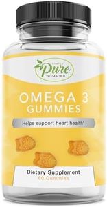 Pure By Nature Omega 3 Gummies for Adults & Kids, Omega 3 Fatty Acid Supplements with Omega 3 6 9 for Circulatory Support, No Fish Oil Orange Flavor Omega Gummies, 60 Days Supply (60 Count)