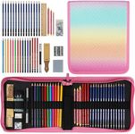 Daerthotk Sketch Drawing Kit Graphite Pencils, Charcoal Pencils, Watercolor Pencils, Colored 40pcs Professional Sketching Pencils, Coloring Pencil Set for Artists Adults Beginners Pro Art Supplies