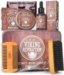 Viking Revolution Sandalwood Ultimate Beard Kit - Beard Grooming Kit with Beard Brush, Beard Comb, Beard Balm, Beard Oil, Beard & Moustache Scissors in Gift Box - Gifts for Men