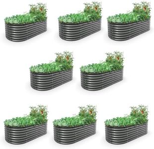 A ANLEOLIFE 6X3X2 ft Galvanized Raised Garden Beds Outdoor-8 Pack, Oval Large Metal Deep Root Planter Box for Planting Vegetables Flowers Herb, Anti-Rust & Easy-Setup, Quartz Grey