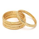 ZENEME Set Of 4 Gold-Plated Classic Paisley Shaped Textured Handcrafted Bangles (2.8)