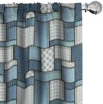 Ambesonne Colorful Curtains, Denim Motif Background with Several Sewing Simplistic Abstract Design, Window Treatments 2 Panel Set for Living Room Bedroom, Pair of - 28" x 95", Baby Blue