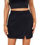 Mingnos Womens Faux Suede Leopard Print High Waisted Bodycon A-Line Mini Short Skirts (Black, L)