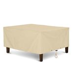 SunPatio Outdoor Ottoman Cover, Rectangular Coffee Table Cover, Heavy Duty Waterproof Patio Furniture Side Table Cove, All Weather Protection, 40" L x 30" W x 18" H, Beige