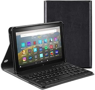 FunYaung Case with Keyboard for Amazon Kindle Fire HD 8 & 8 Plus (2020&2022 Release), Detachable Magnetic Keyboard Case with USB C Cable for HD 8 10th & 12th (Black)