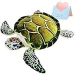 Athoinsu Sea Turtle Stuffed Animal Soft Realistic Marine Tortoise Ocean Plush Toy Kids Birthday Gift Huggable Pet Pillow Home Decoration, Brown Green, 18''