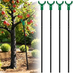Adjustable Tree Support Pole with Crutch, Heavy Duty Fruit Tree Branch Support to Prevent Breakage, Adjustable 34–74” (4 Pack)