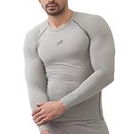 ReDesign Apparels Men Compression Top Tshirt Full Sleeve Nylon Tights (Medium(36-38inch Chest), Light Grey)