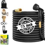 Expandable Garden Hose Pipe 75FT, 3 Times Expanding Flexible Magic Lightweight Watering Hose Pipe with 10 Function Spray Gun/Solid Brass Fittings/Anti-Leakage (75ft)