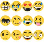 12 Pieces Stress Ball,6.3 cm Stress Relief Balls, Novelty Emoticons Squeeze Balls, Finger Hand Exercise Toys Balls, Smiley Squishy Balls Toys, for Adults Teens Party Favour Bag Fillers