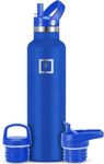 IRON °FLASK Sports Water Bottle - 3 Lids (Narrow Straw Lid) Leak Proof Vacuum Insulated Stainless Steel - Hot & Cold Double Walled Insulated Thermos, Durable Metal Canteen - Cobalt, 24 Oz