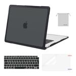 MOSISO Compatible with MacBook Air 13 inch Case 2022 2021-2018 M1 A2337 A2179 A1932 Touch ID, Soft TPU Bumper Plastic Anti-scratch Hard Case&Keyboard Cover&Screen Protector&Storage Bag, Black