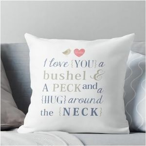 Huacel I Love You a Bushel and a Peck and a Hug Around The Neck Pillow Cover Case Love Quotes Square a Bushel and a Peck Pillowcase Cushion Case Throw Pillow Cover - 18x18 Inch(45x45CM)