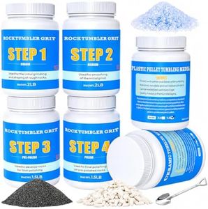 KoolStone Large Rock Tumbler Grit Kit [10 Pounds], Polish Up to [50 lbs.] of Rocks, 4 Steps Polish Refill Media Kit with [Ceramic and Plastic Pellet Tumbling Media], Compatible with Any Tumbler