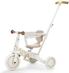 newyoo Lume TR008 Tricycle for Toddlers 1-3, 5-in-1 Push Bike with Parent Handle & Safety Guard, Convertible Balance Bike, Ideal Gift for 1-3 Year Olds, Ivory