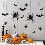 Incrizma Halloween Bat and Spider Wall Decor, Halloween Decorations 3D Wall Decor Realistic Felt Bats Stickers for Outdoor DIY Home Decor Party Supplies (Halloween Bat Spider Decorations)