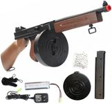 BBTac Airsoft Tommy Gun M1A1 Sub-Machine Gun Chicago Full Auto Electric SMG AEG with Drum, Battery & Charger