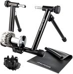 Alpcour Fluid Bike Trainer Stand for Indoor Riding – with Multipurpose 36”x78” Bike Trainer Mat – with Bike Trainer 4-Tier Riser Block for Front Wheel with Anti-Skid Design