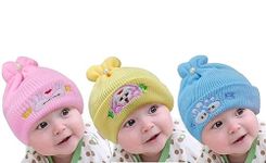 GSXMOL Winter Woolen Warm Newborn Baby Cap for Baby Boys and Baby Girls |Baby Cute Boy's & Girl's Multicolour's Pack of 3 (Color Can Be Change As Per Availability) (9-12 Months)