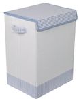 BirdRock Home Baby Clothes Hamper with Lid | Folding Cloth Hamper with Handles | Dirty Clothes Sorter Bin | Easy Storage | Collapsible | Blue and White