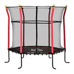 HOMCOM 5.2FT / 63 Inch Kids Trampoline With Enclosure Net Mini Indoor Outdoor Trampolines for Child Toddler Age 3-10 Years Red