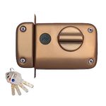 Godrej Ultra XL+ 1CK Deadbolt Rim Lock for Main Door, Suitable for Left & Right Handed Doors, Inside Opening Wooden Doors Rim Lock with 4 Keys (Matte Rose Gold, Pack of 1)