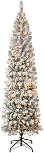 National Tree Company First Traditions Sapin de Noël Fin en Acacia floqué avec lumières à Incandescence Transparentes, à Brancher, 2,3 m