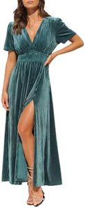 Maxigerui Women's Velvet Maxi Dress Fall Formal Wedding Guest Dress L