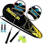 Senston G3 Handle Badminton Racket 2 Graphite Shaft Badminton Racquets - Including 1 Bag/2 Rackets/2 Shuttlecocks/2 Grip - Red/Blue