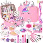 Kids Makeup Kit for Girl, Washable Kids Makeup Set for Girls 5-8, Real Cosmetic Set Pretend Play Makeup for Toddler Girl Toys Christmas & Birthday Gift for Girls 3 4 5 6 7 8 9, Teen