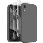 XXDD Designed for iPhone XR Phone Case,[Square Edges][Camera Protection] Silicone Upgraded Protective Phone Case with [2X Screen Protectors],Soft Anti-Scratch Microfiber Lining, 6.1 inch,Space Gray