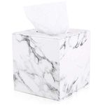 KINGFOM Leather Cube Square Tissue Box Cover Holder (Marble)